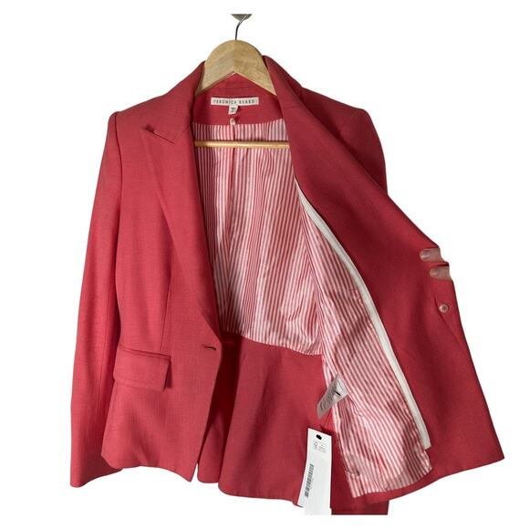 Veronica Beard XS Danielle DICKEY Jacket Melon Fitted Peplum Blazer Coral Pink 0 - Picture 6 of 13